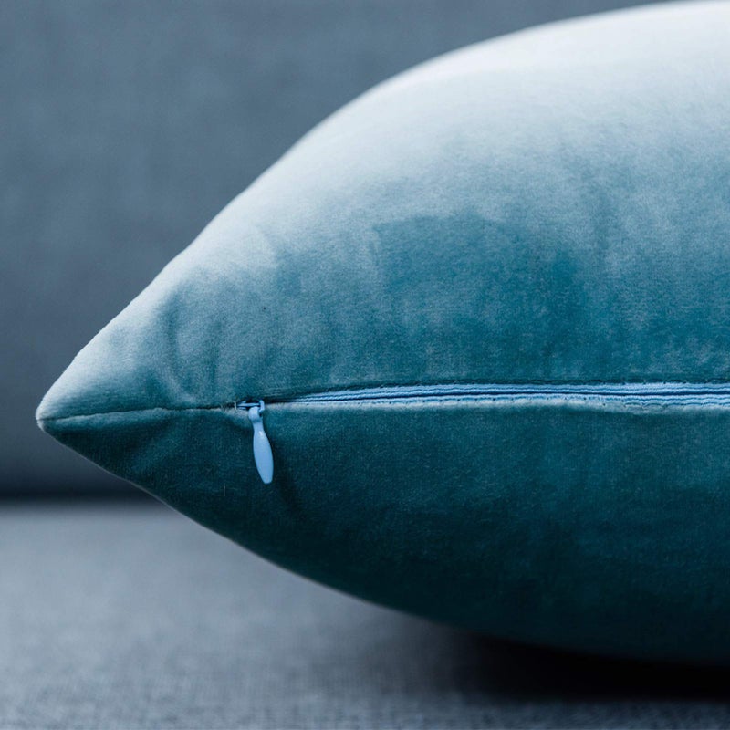JUSPURBET Light Blue Throw Pillow Covers Set of 2 Decorative 26x26 Velvet Pillow Covers for Couch Sofa Bed Soft Cushion Covers Cases with Invisible Zipper for Living Room Home Decor - Image 5